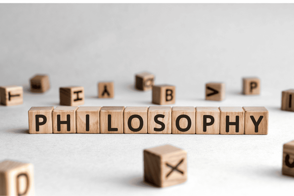 ''Philosophy written on a set of wooden blocks.