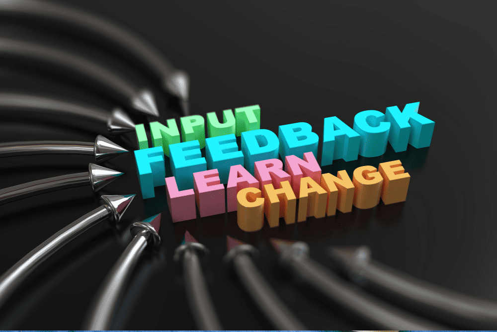 Input Feedback, Learn Change spelt out.