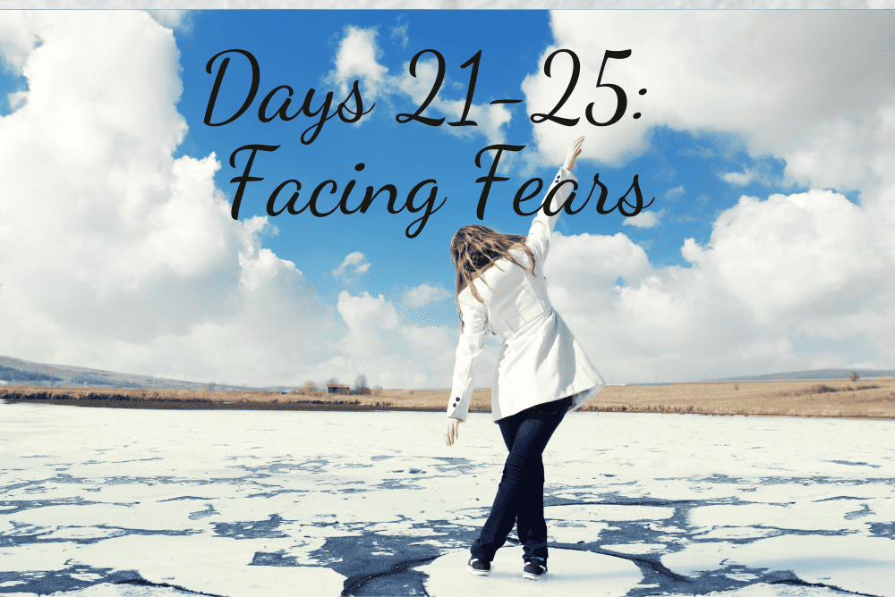 A woman walking on ice to overcome her fears.