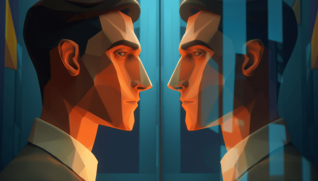 A man looking in the mirror. Dangers of Comparing Yourself to Others