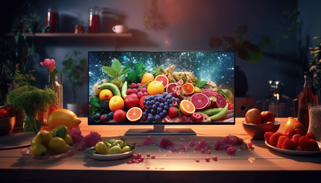 Plates of fruits on a wooden table.